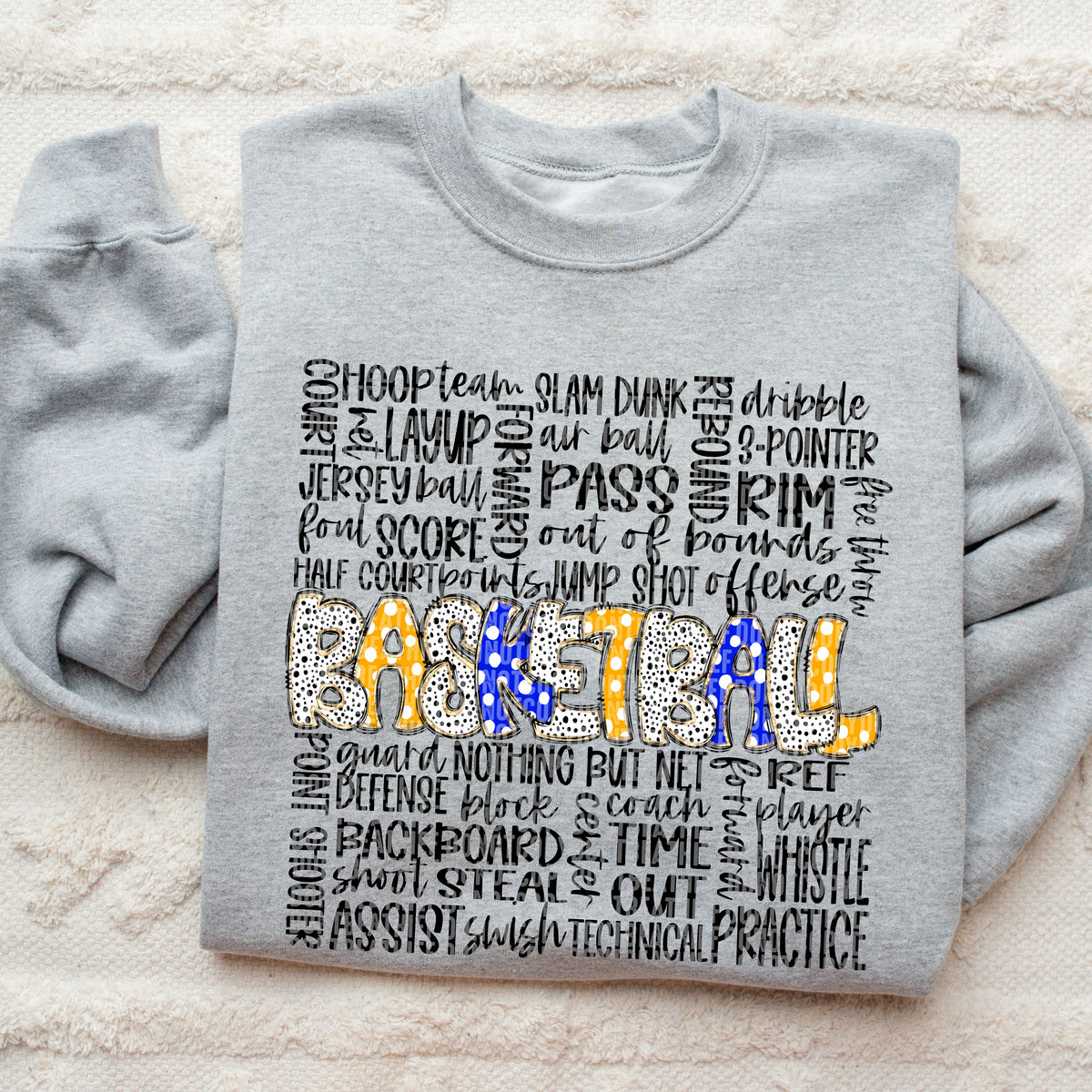 Basketball Doodle WordArt (ALL COLORS LISTED IN DROPDOWN)-DTF