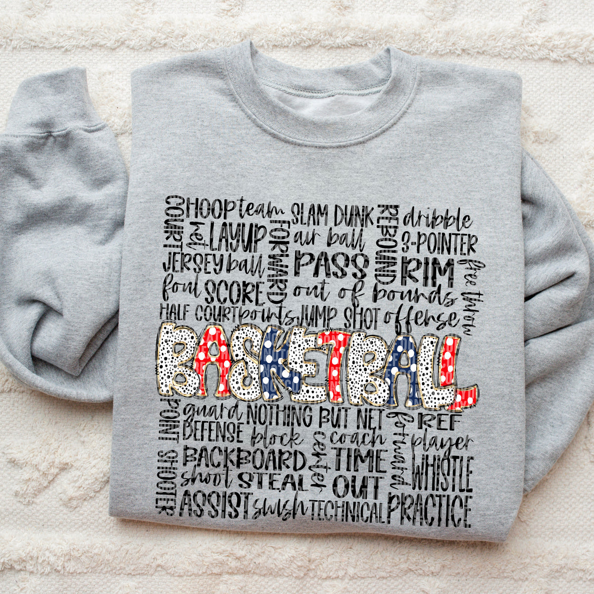 Basketball Doodle WordArt (ALL COLORS LISTED IN DROPDOWN)-DTF