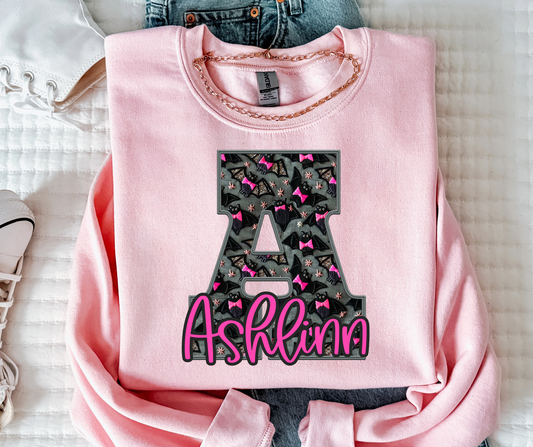 Bats and Bows- SCRIPT CUSTOM (ANY NAME, ANY MASCOT)-DTF&UV
