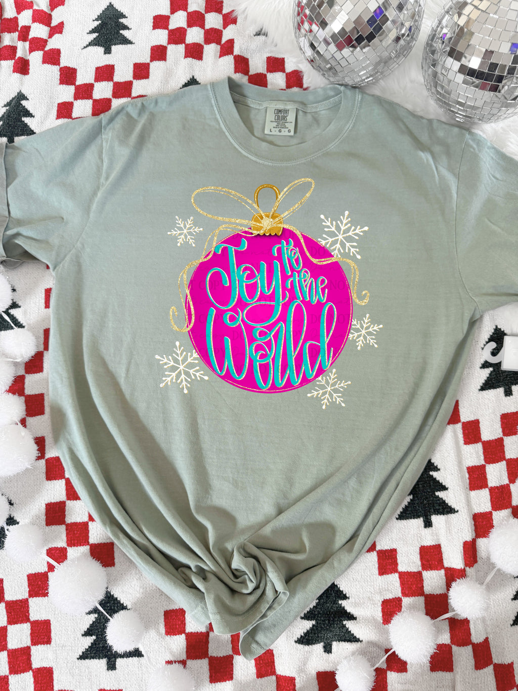 Joy to the world pink ornament-DTF