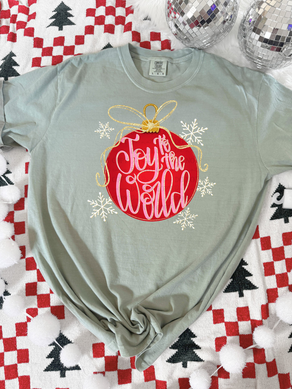 Joy to the world red ornament-DTF