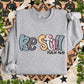 Be still black outline distressed floral-DTF