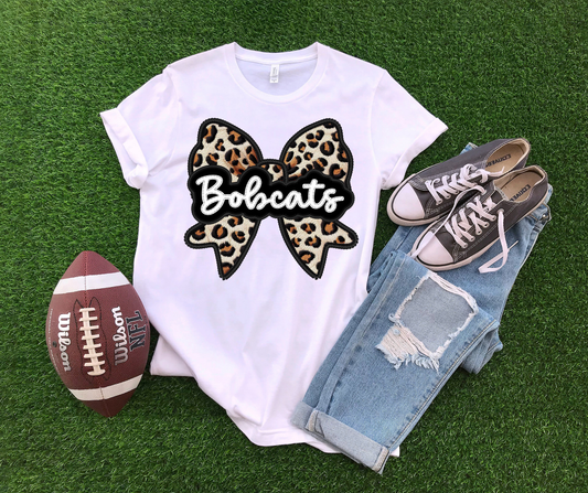 Bobcats leopard bow faux embroidery-DTF