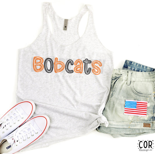 Bobcats Orange & Black W Wht - DTF