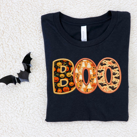 Boo pumpkins ghosts bats in letters-DTF