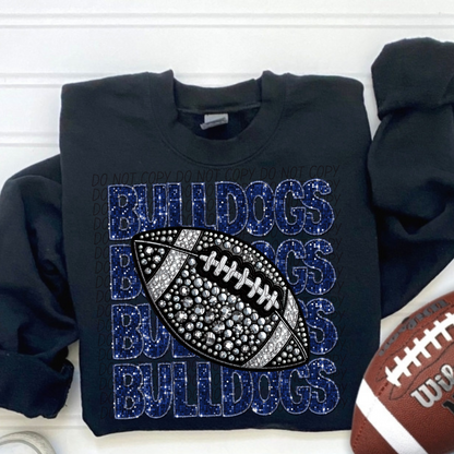 Football Stacked Mascots faux sequin (ALL MASCOTS LISTED IN THIS LISTING-DROPDOWN)-DTF