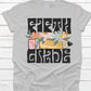 Fifth grade retro flowers pencil -DTF