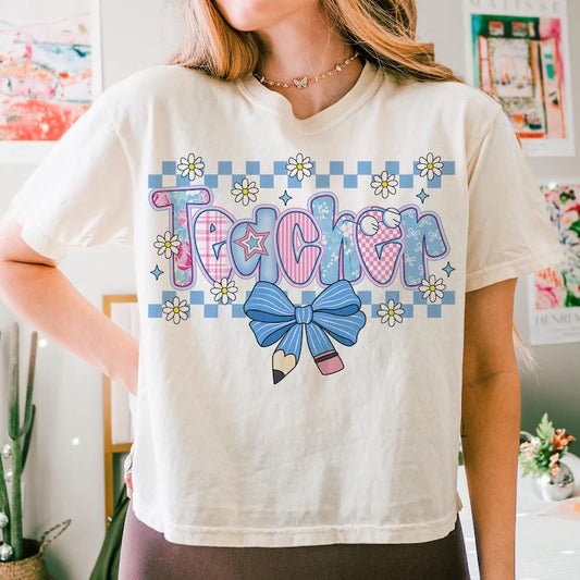 Teacher Coquette(blue pencil bow) -DTF&UV