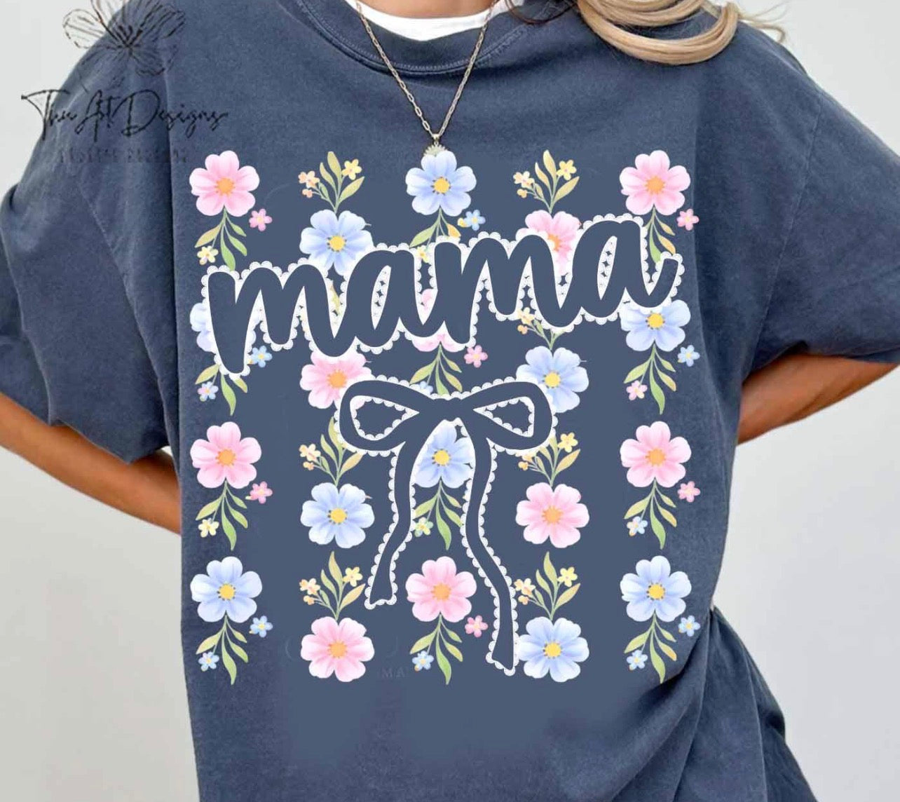 Mama bow with column flowers-DTF&UV