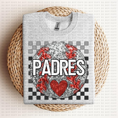 Baseball Mascots Faux Embroidery Checkered Sequins -DTF