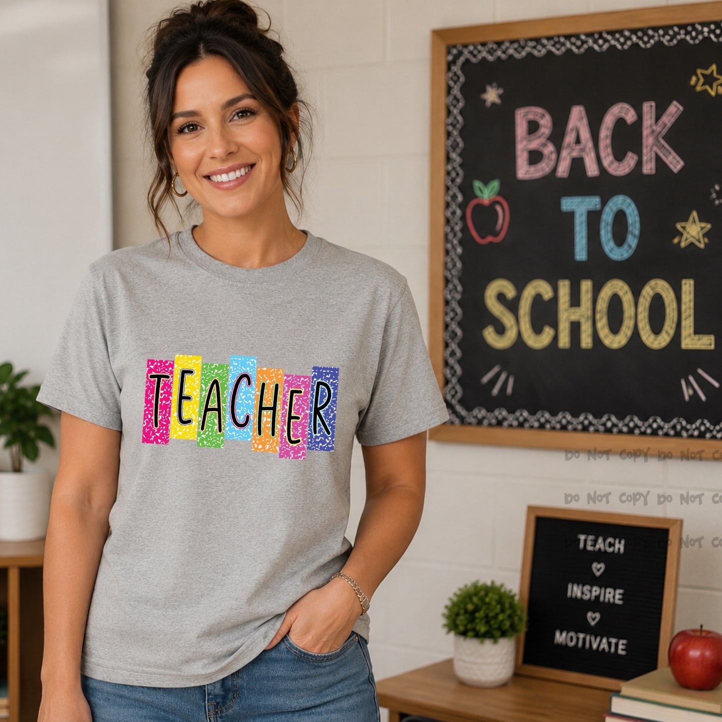 Teacher colorful composition squares- DTF DEAL