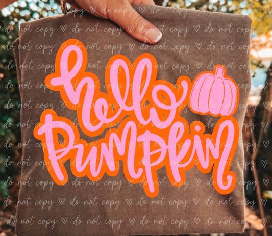 Hello Pumpkin Orange and pink - DTF DEAL