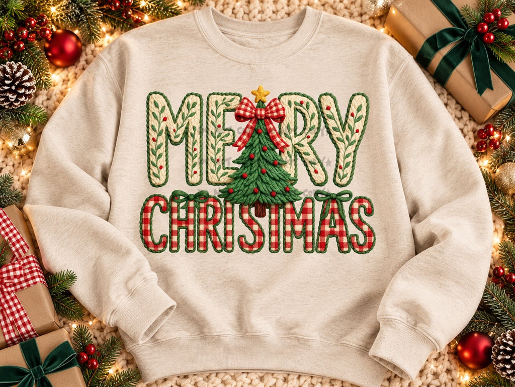 Merry Christmas faux stitch- DTF