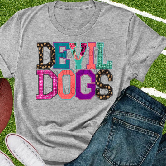 Devil dogs appliqué words-DTF