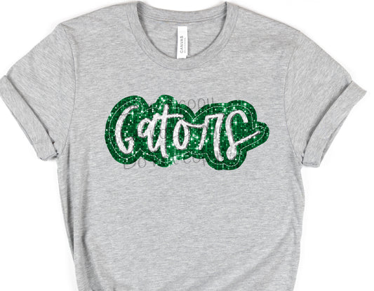 Gators green silver sequin-DTF