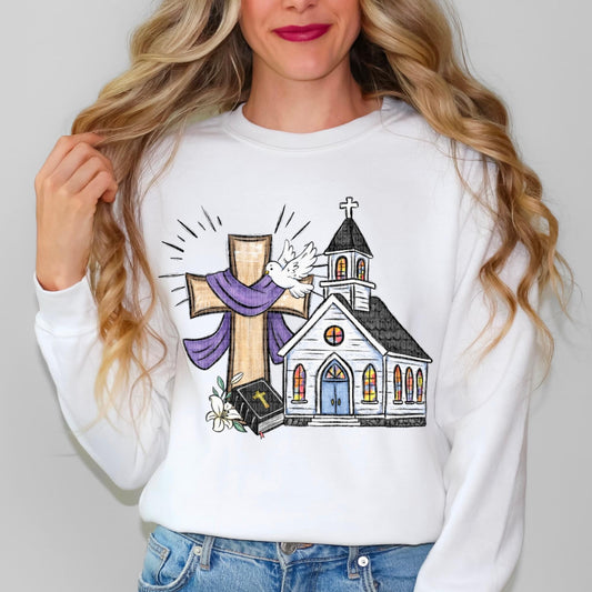 Church With Cross DTF