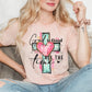 God is good all the time teal cross with heart-DTF