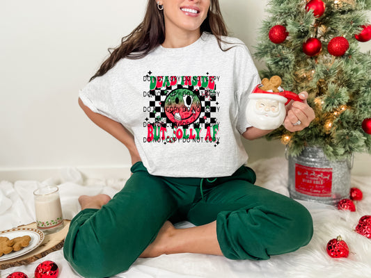Dead Inside But Jolly AF Happy Face Checkered - DTF