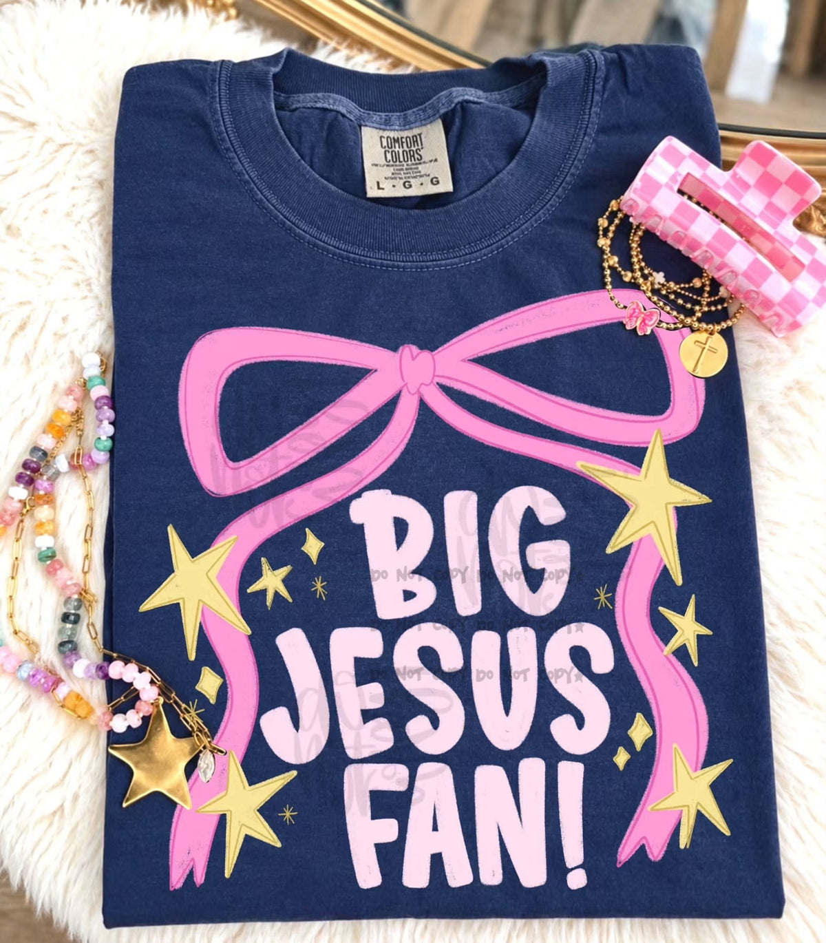 Big Jesus Fan pink bow- DTF