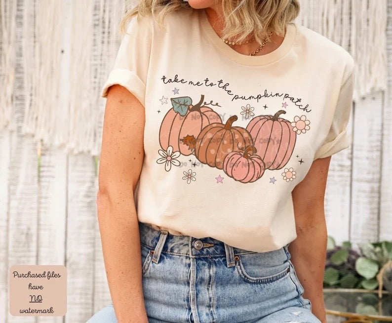 Take me to the pumpkin patch flowers stars-DTF