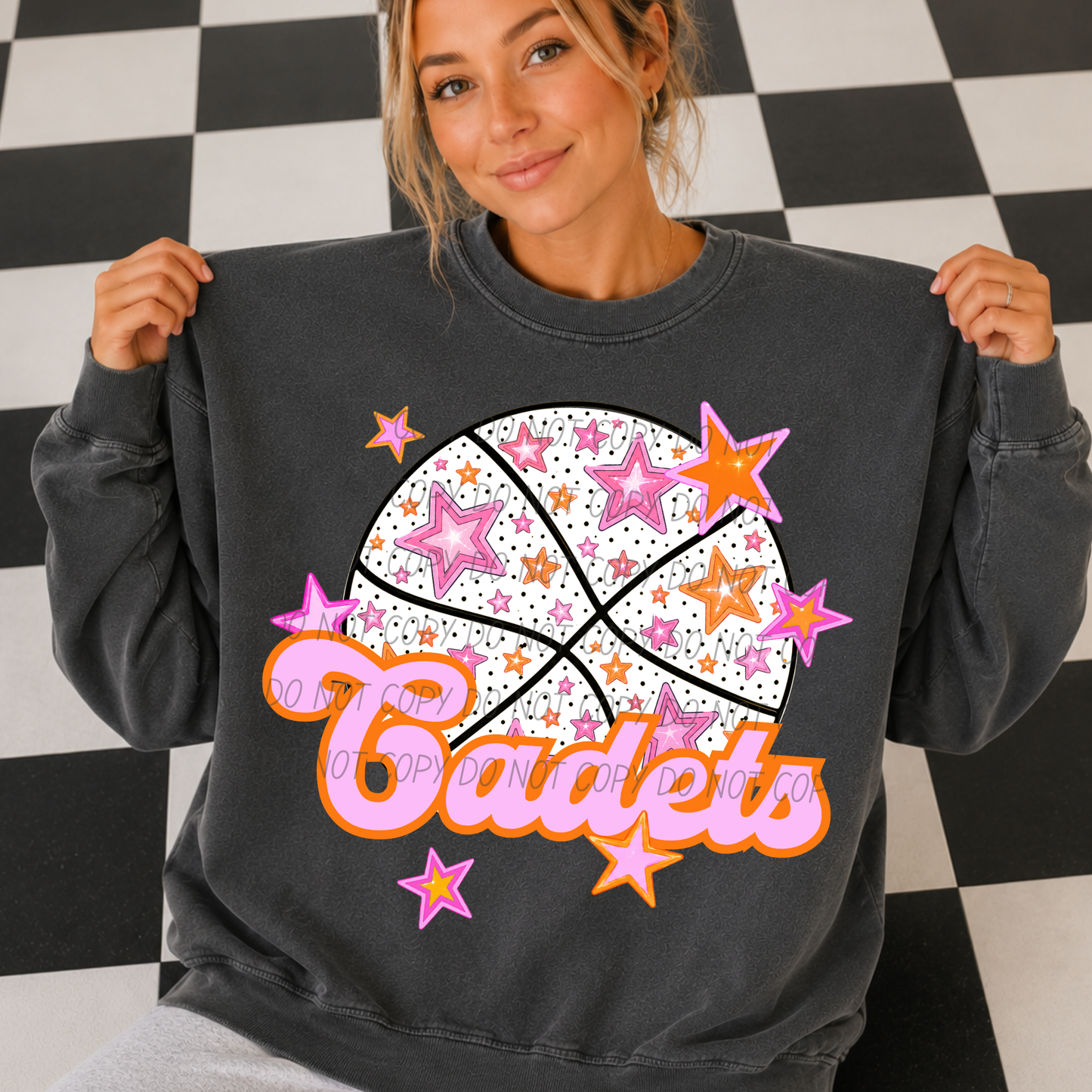 Basketball Pink Orange Stars Mascot (Dropdown)- DTF&UV