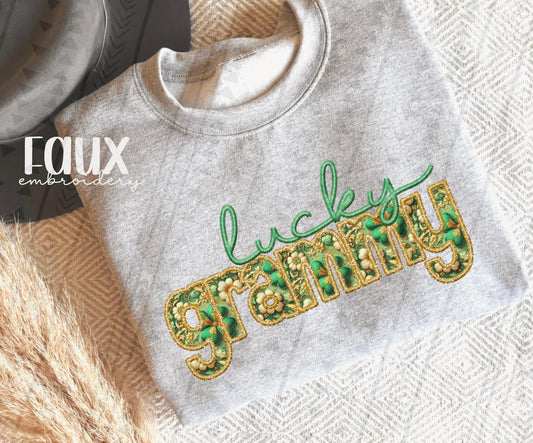 Lucky Grammy Faux Embroidery DTF