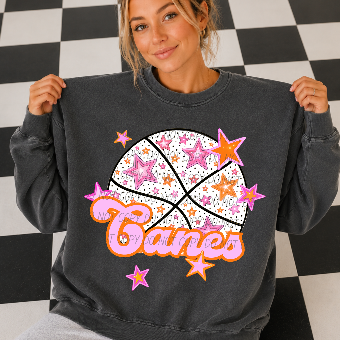 Basketball Pink Orange Stars Mascot (Dropdown)- DTF&UV