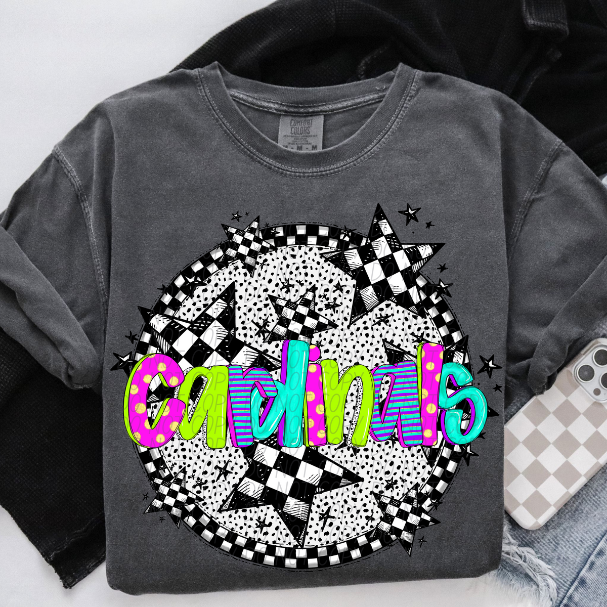 Neon checker Mascots(Dropdown)-DTF