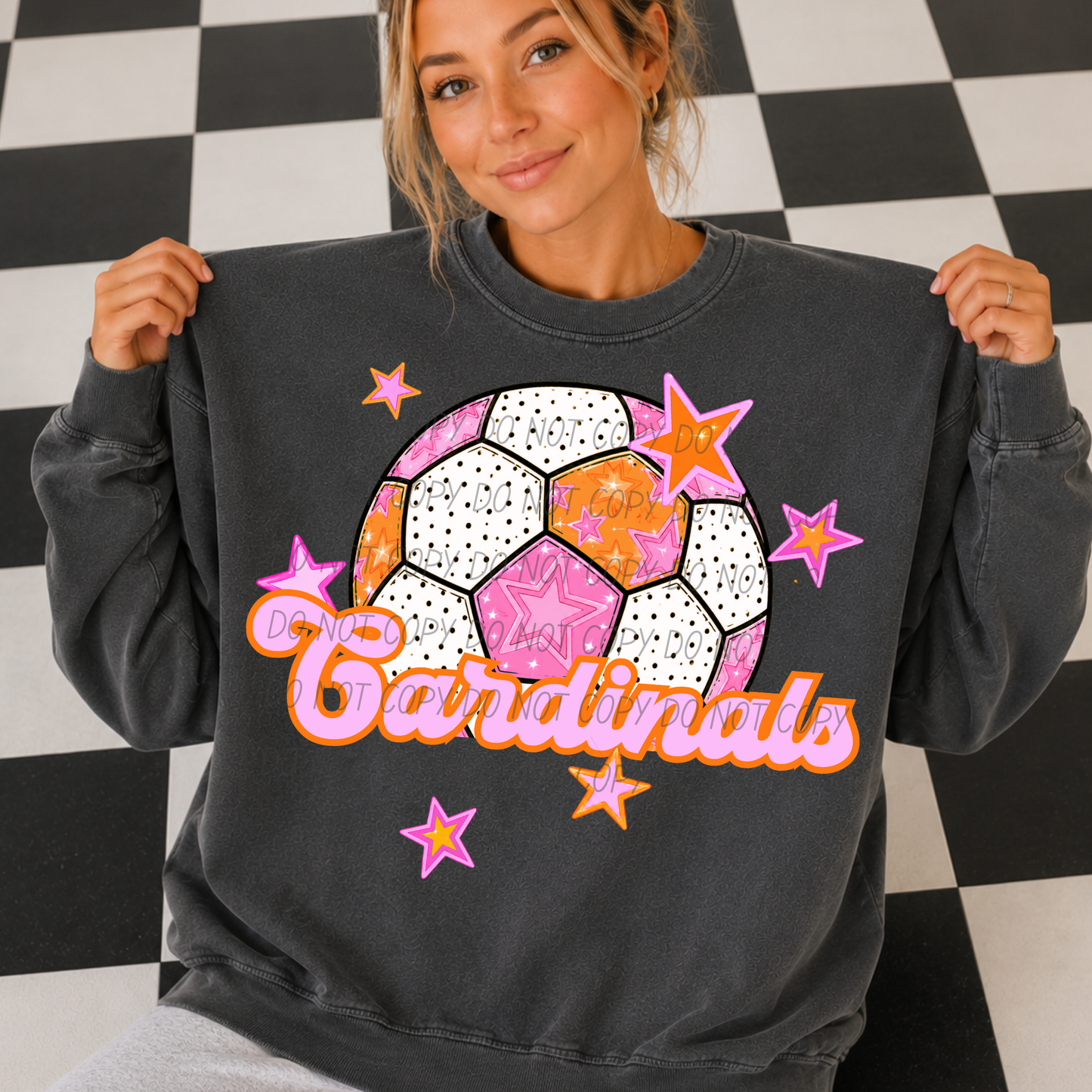Soccer Pink Orange Stars Mascot (Dropdown)- DTF&UV