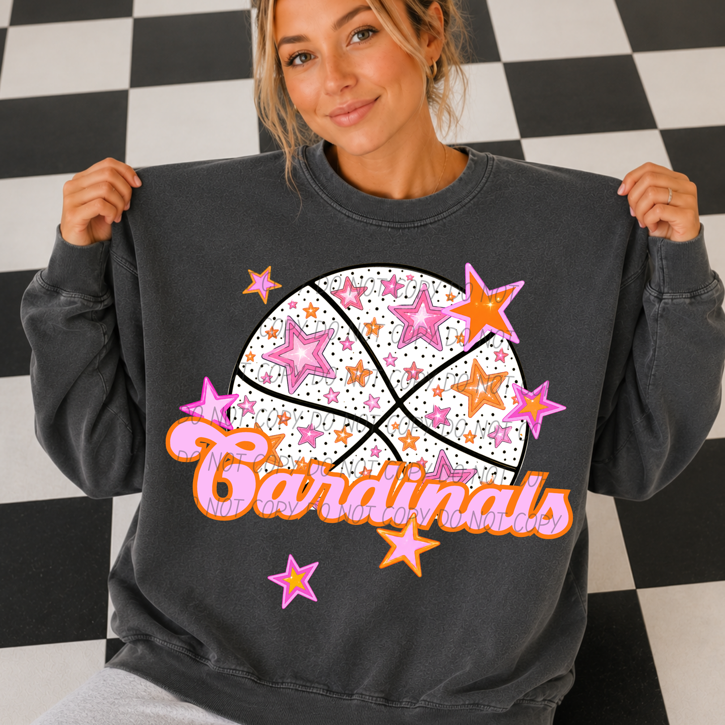 Basketball Pink Orange Stars Mascot (Dropdown)- DTF&UV