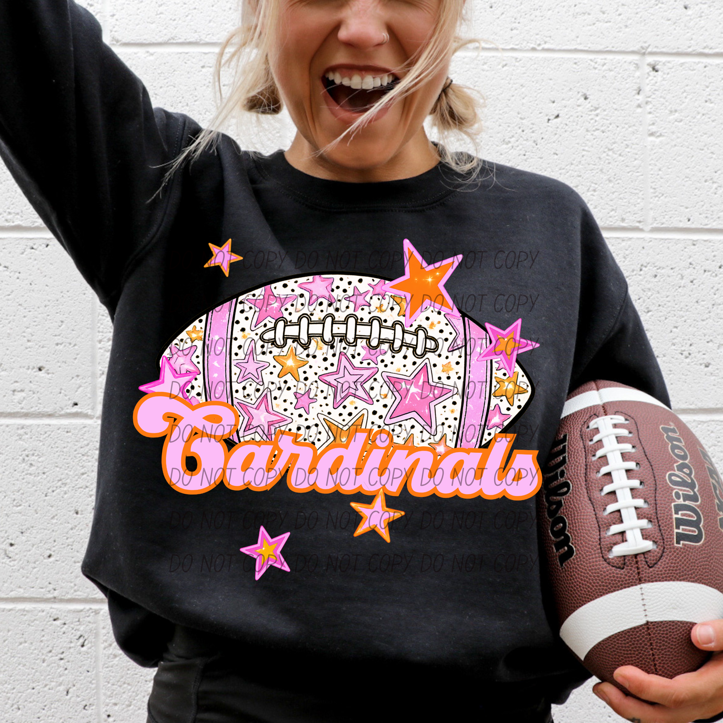 Football Pink Orange Stars Mascot (Dropdown)- DTF&UV