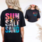 SUN SALT SAND scenery in letters-(Back) - DTF