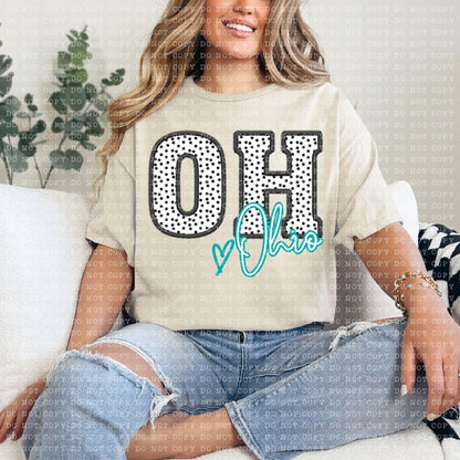 Polka Dotted Faux Embroidery States (ALL STATES)-DTF
