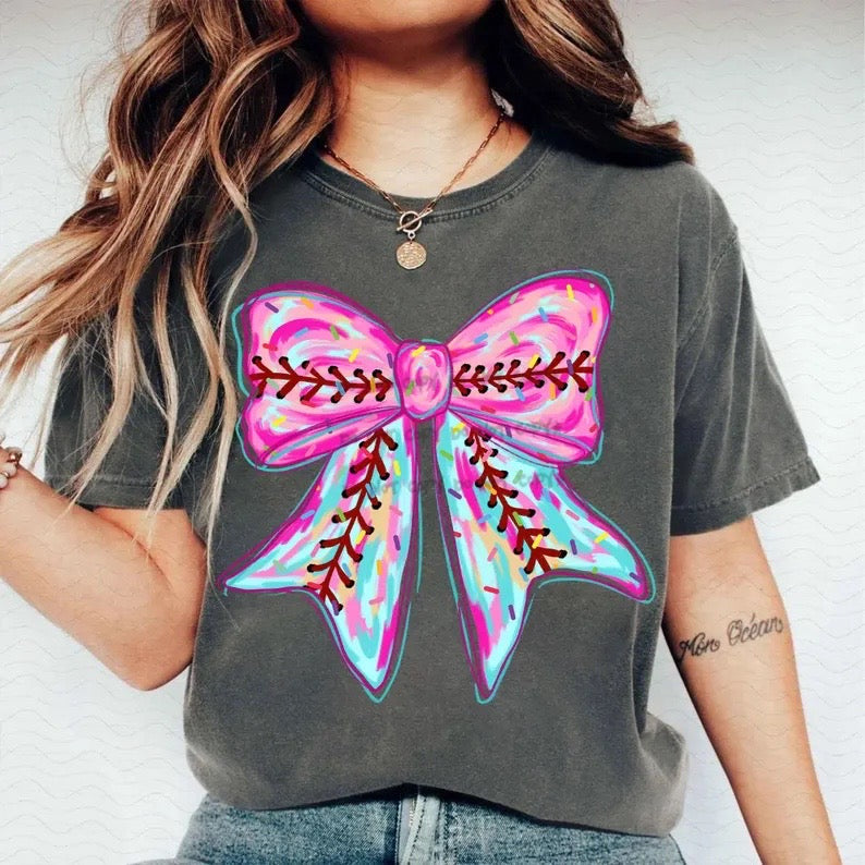Baseball bow pink and blue - DTF