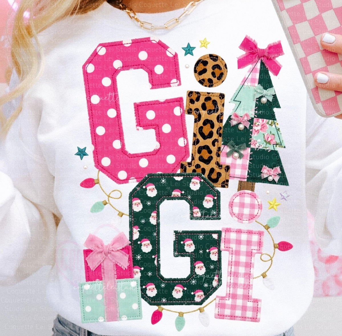 Gigi preppy Christmas font- DTF