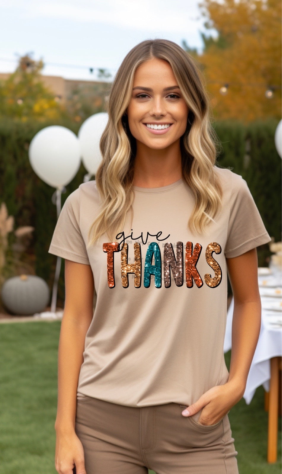 Give thanks faux sequin  -DTF