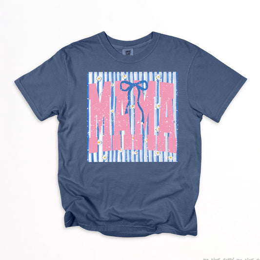 Mama pink bows blue stripes-DTF&UV
