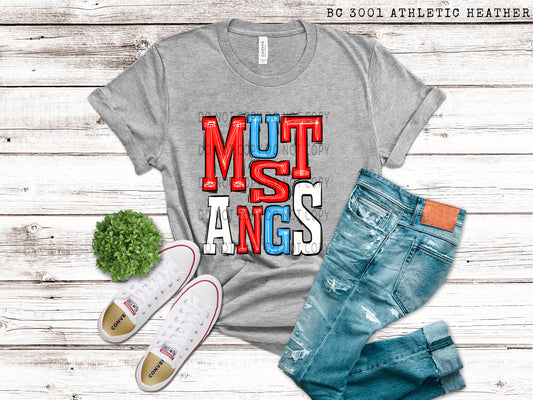 Mustangs Red White Baby Blue - DTF