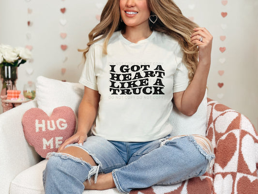 I Got A Heart Like A Truck Blk Distressed DTF