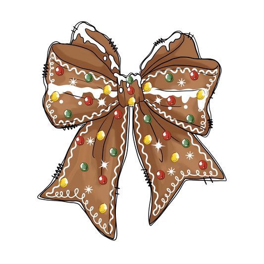 Christmas-Gingerbread bow 11”-DTF RTS