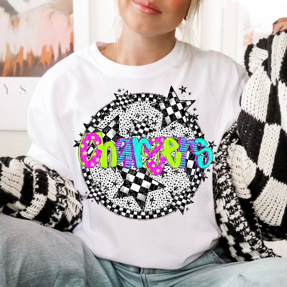 Neon checker Mascots(Dropdown)-DTF