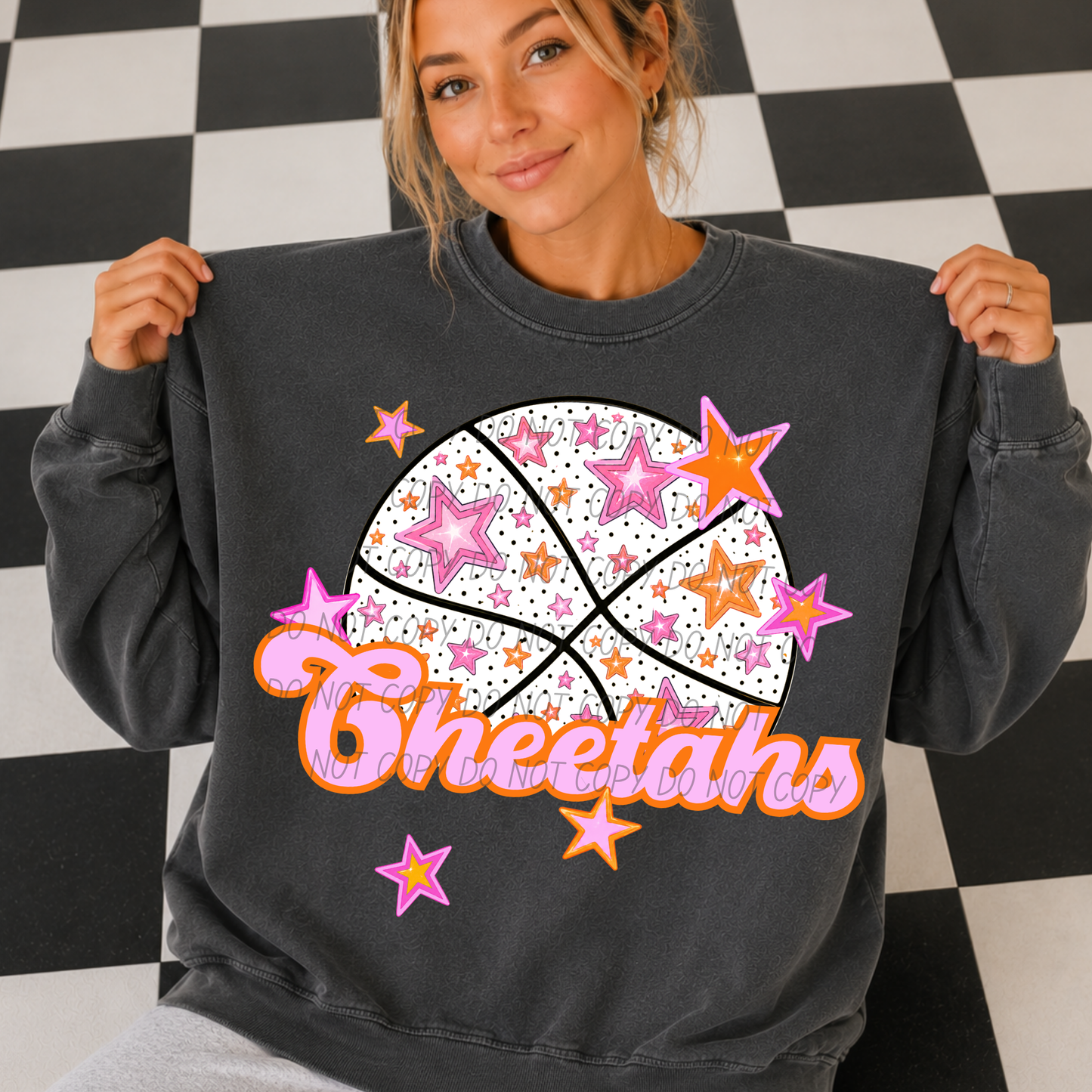 Basketball Pink Orange Stars Mascot (Dropdown)- DTF&UV