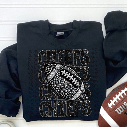 Football Stacked Mascots faux sequin (ALL MASCOTS LISTED IN THIS LISTING-DROPDOWN)-DTF