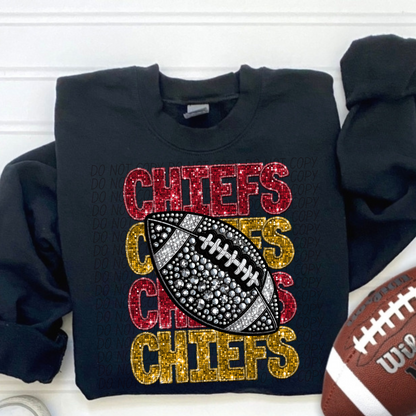 Football Stacked Mascots faux sequin (ALL MASCOTS LISTED IN THIS LISTING-DROPDOWN)-DTF