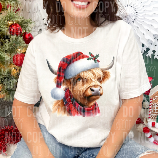 Christmas cow plaid hat-dtf