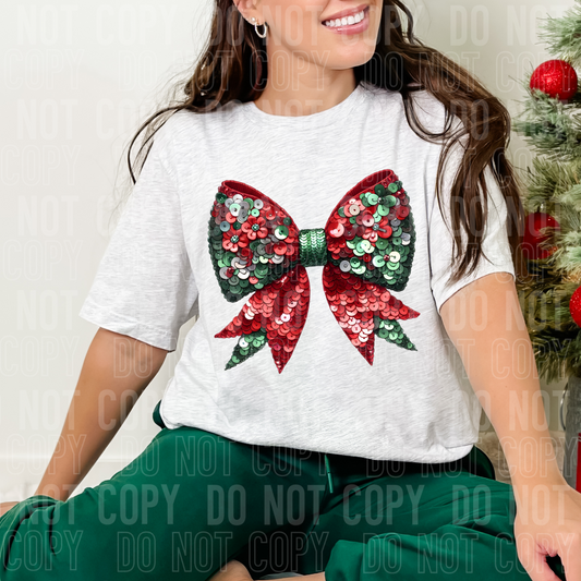 CHRISTMAS SEQUIN COQUETTE BOW-dtf