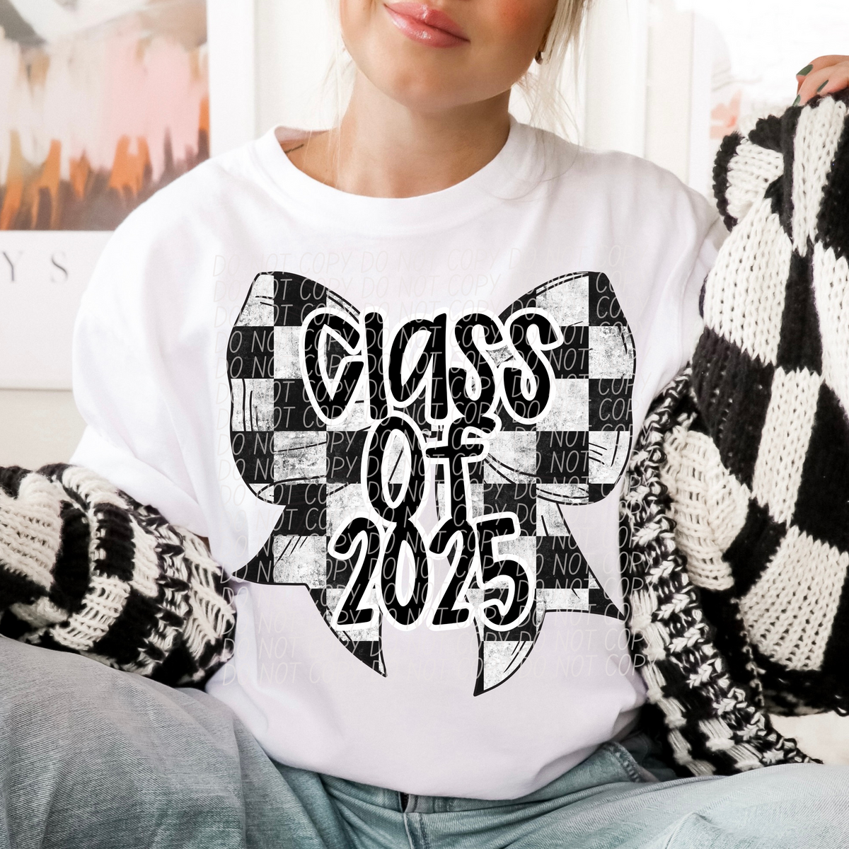 CLASS OF 2025 CHECKER BOW -DTF