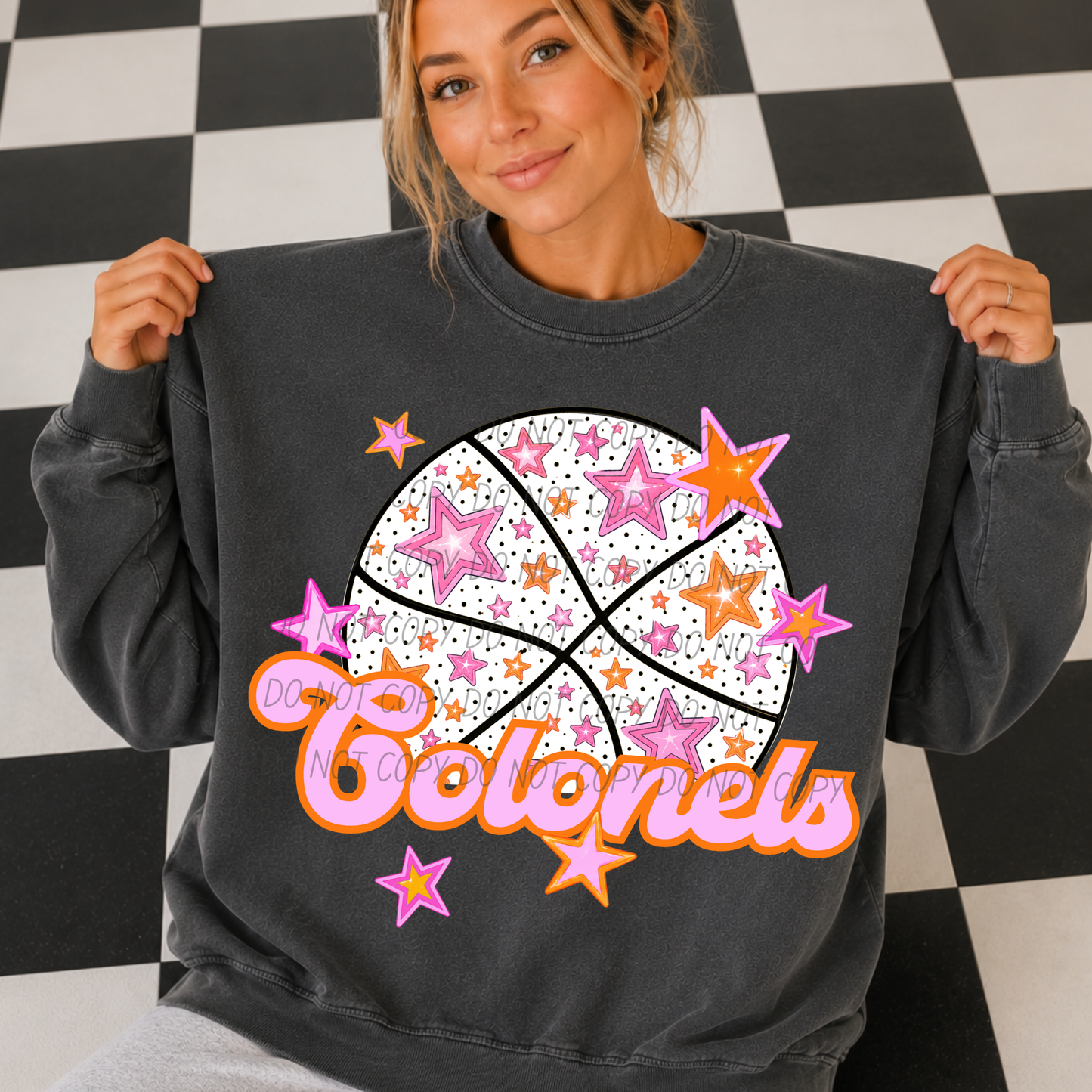 Basketball Pink Orange Stars Mascot (Dropdown)- DTF&UV