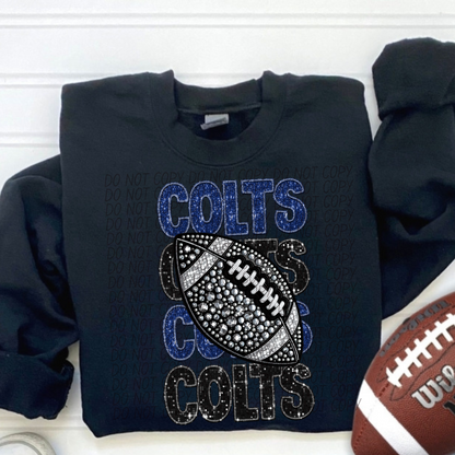 Football Stacked Mascots faux sequin (ALL MASCOTS LISTED IN THIS LISTING-DROPDOWN)-DTF