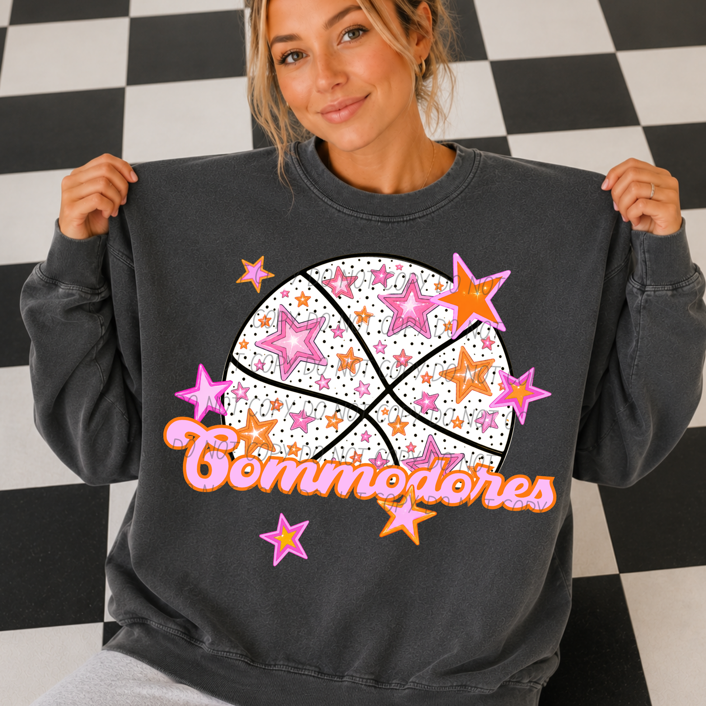 Basketball Pink Orange Stars Mascot (Dropdown)- DTF&UV